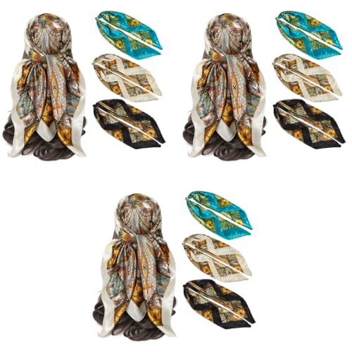 PALAY® 3Pcs Silk Scarf for Women Stylish Satin Neck Head Scarf for Women Summer Bandanas for Women Fashion Print Silk Scarves for Women 35 In Square Scarves for Women Gift Comfy Beach Hair Scarf X3 PALAY® 3Pcs Silk Scarf for Women Stylish Satin Neck Head Scarf for Women Summer Bandanas for Women Fashion Print Silk Scarves for Women 35 In Square Scarves for Women Gift Comfy Beach Hair Scarf X3